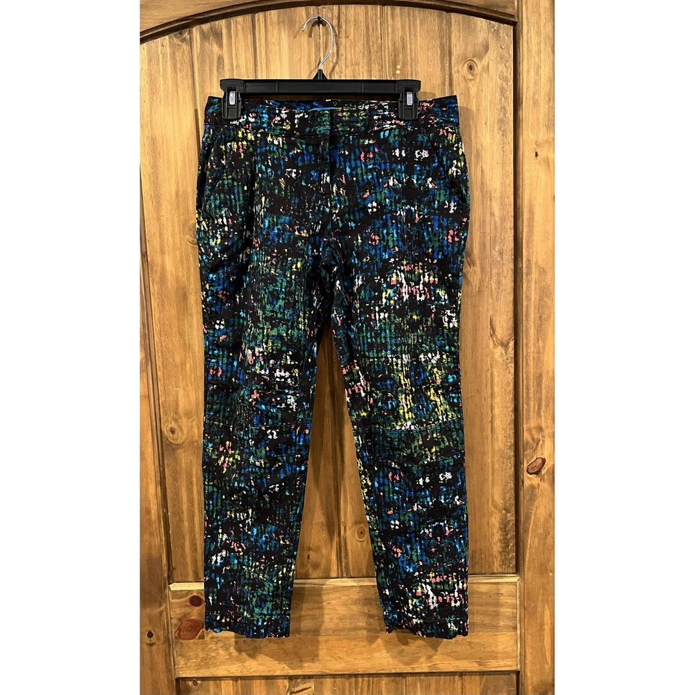 Derek Lam Design Nation Pants Womens 4 Multicolor Abstract Print Flat Front
